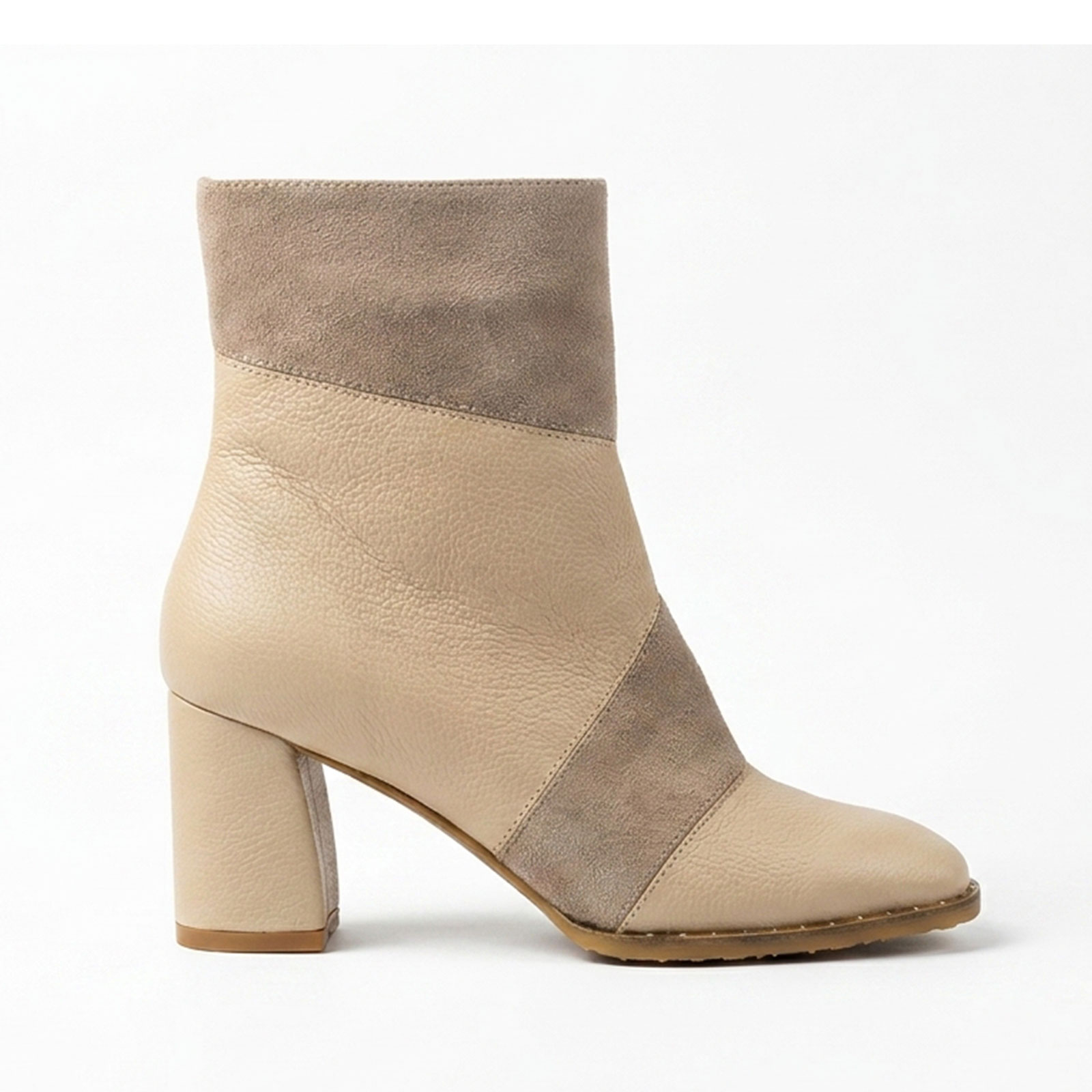 Botín de Cuero Beige Bruna
